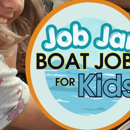 Job Jar Boat Jobs For Kids with Karen dusting our Nav desk in the background on SV Aphrodite