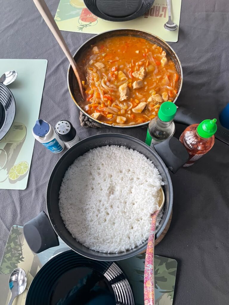 Paul's Chicken Curry and Coconut Rice Recipe that he made crewing on SV O'Vive from Bahamas to Panama to French Polynesia - an easy meal for a Pacific Crossing.