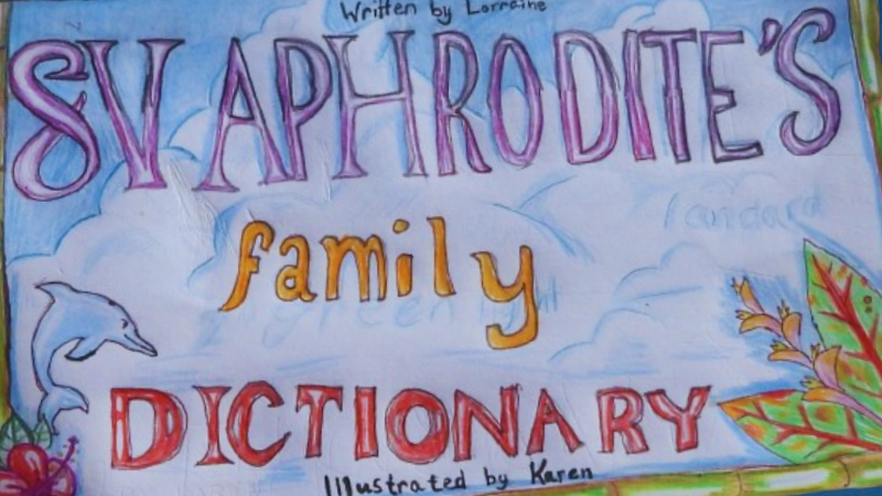 Hand Illustrated Drawing by Karen Escher for the SV Aphrodite Family Dictionary